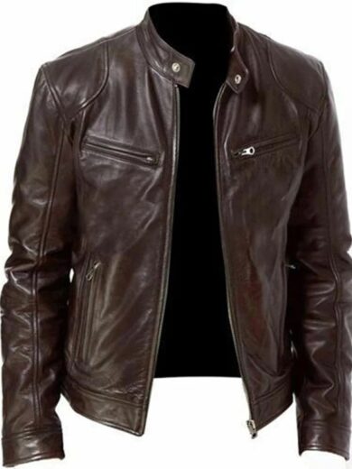 MENS LEATHER JACKETS AND COATS - Bistre