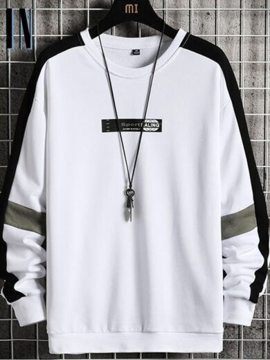 Men's Sweater Clothes - White Gray &  Black