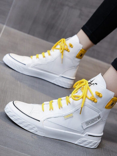Men's Shoes - White & Yellow